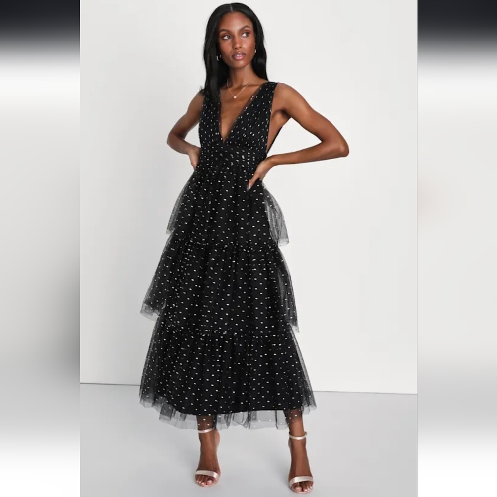 Lulu's Black and White Polka Dot Maxi Dress